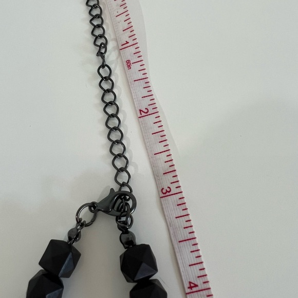 NECKLACE of BLACK MULTI SHAPE & SIZE BEADS ADORNED w SIGNIFICANT RHINESTONES - Picture 9 of 10